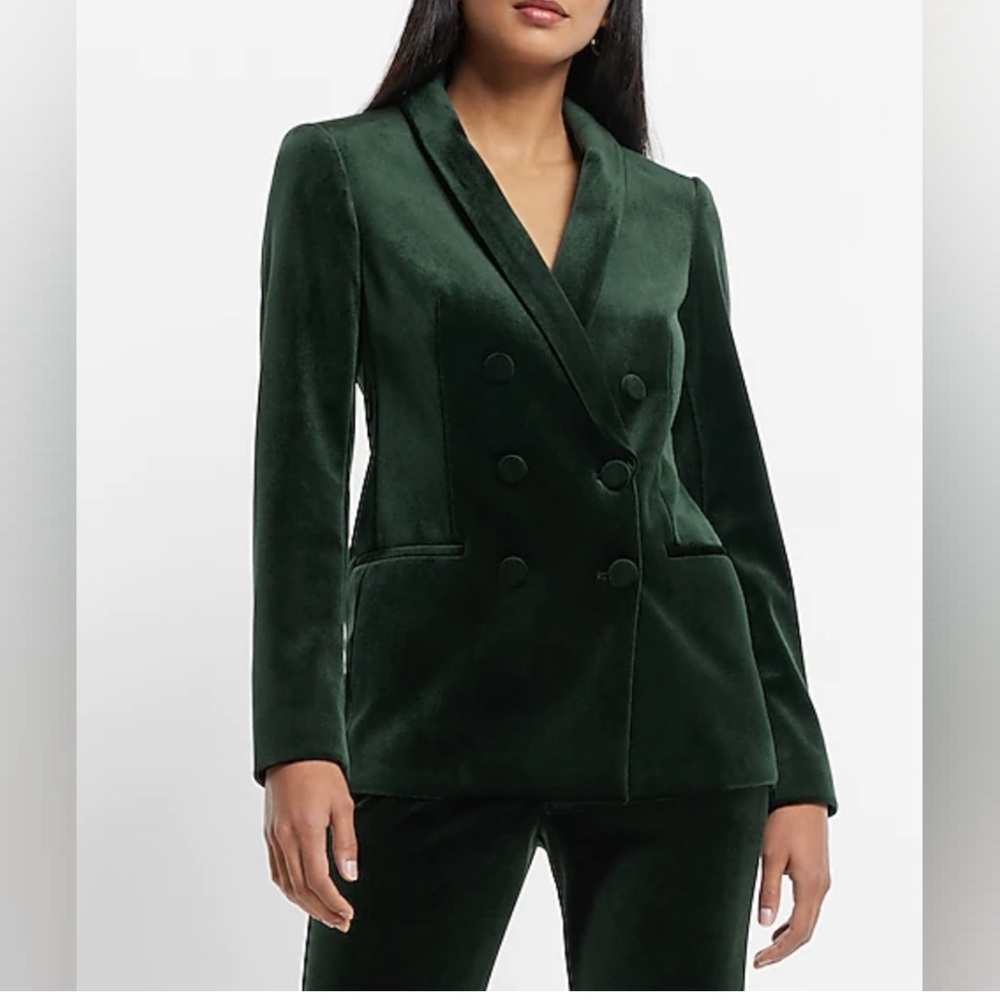 Dark Green Velvet Blazer